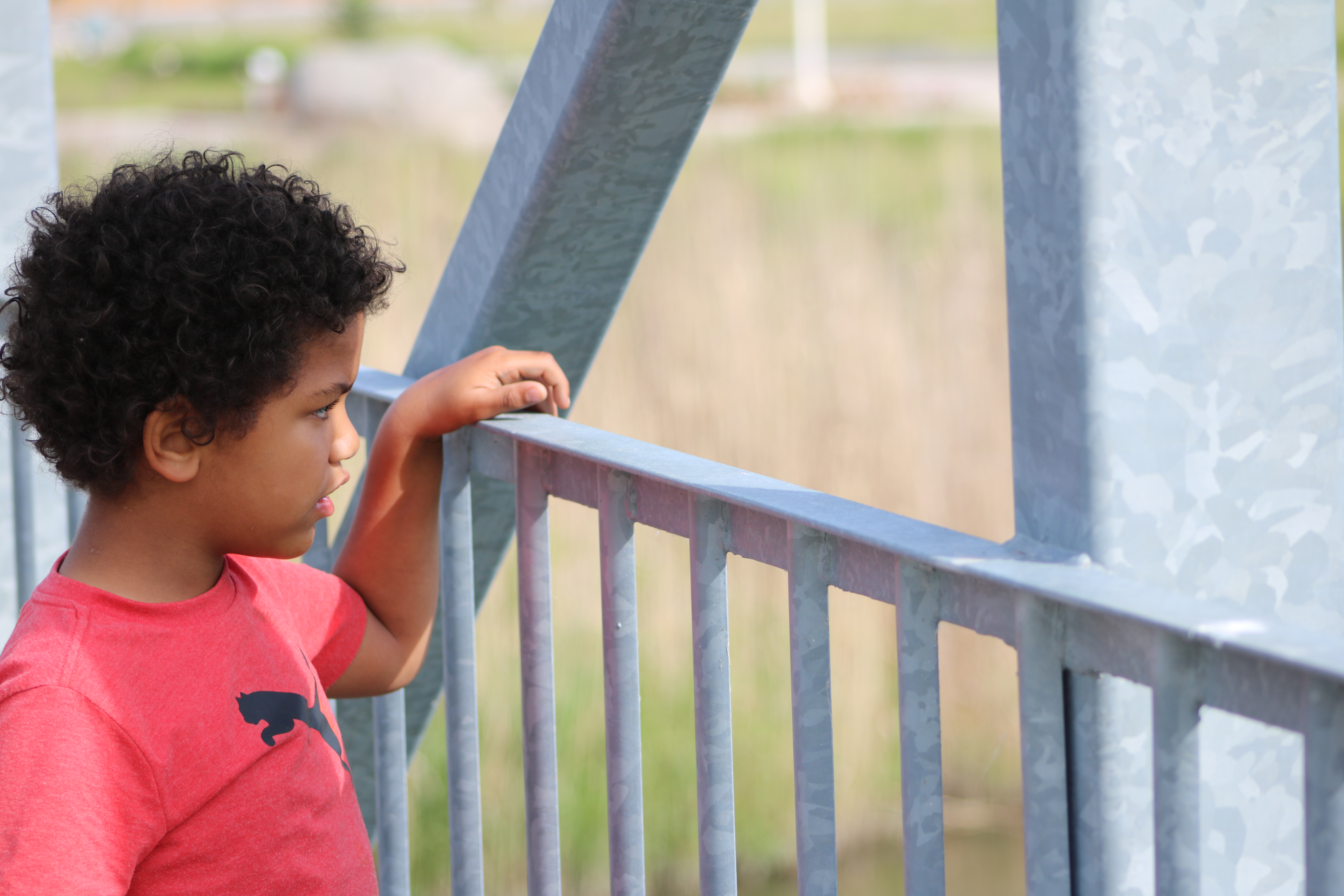Kid Looking Off Bridge